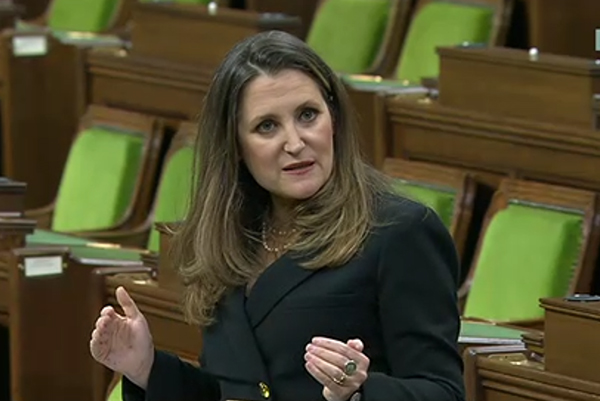 Finance Minsiter Chrystia Freeland delivers the 2021 Budget