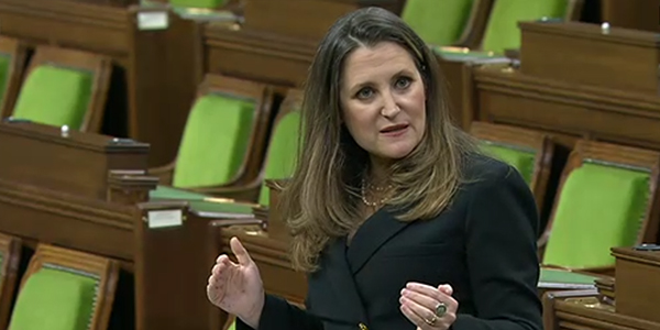 Finance Minsiter Chrystia Freeland delivers the 2021 Budget