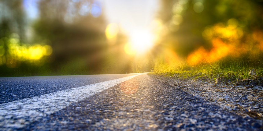 road at sunset