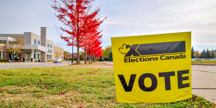 Stock photo of elections canada lawn sign