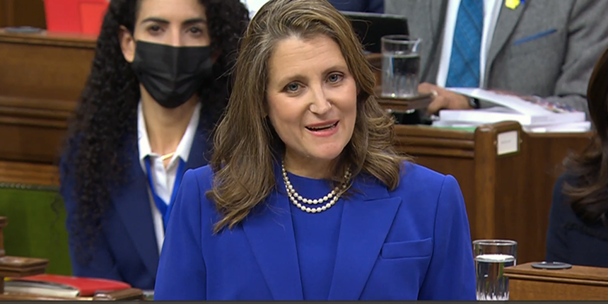 Chrystia Freeland, Deputy Prime Minister and Minister of Finance, presents the 2022 federal budget.