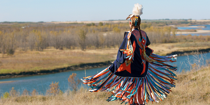 indigenous woman looking into the horizon
