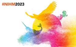The image features a colorful artistic representation with a hashtag “#NIHM2023” at the top left corner for National Indigenous History Month