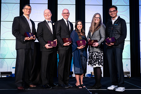 A group photo of the six recipients of the 2025 Engineers Canada Awards