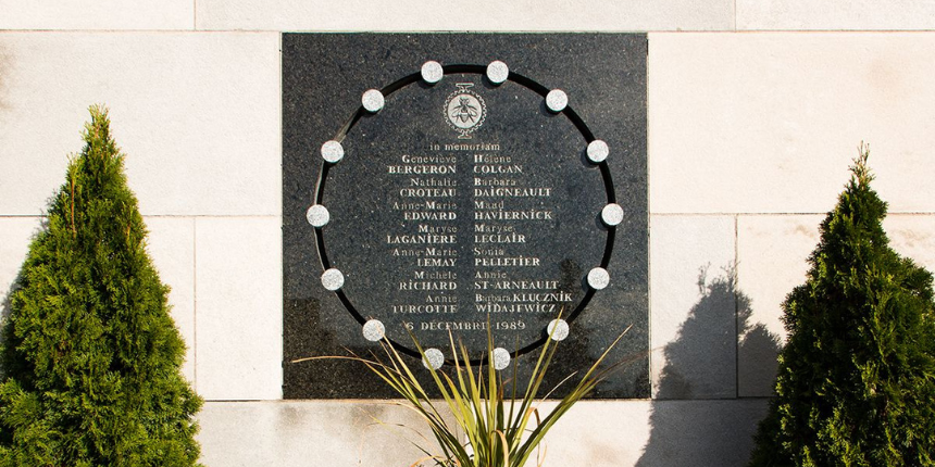 Plaque honoring École Polytechnique victims of violence